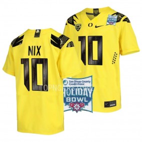 Bo Nix Oregon Ducks Yellow 2022 Holiday Bowl Alternate Football Jersey