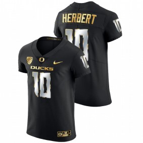 Oregon Ducks Justin Herbert #10 NFL Alumni Jersey Black Champions Golden Edition