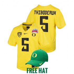 Oregon Ducks #5 Kayvon Thibodeaux 2021 Alamo Bowl Youth Yellow Jersey Free Hat