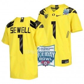 Noah Sewell Oregon Ducks Yellow 2022 Holiday Bowl Alternate Football Jersey