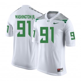 Oregon Ducks #91 White College Football Tony Washington Jr. Jersey