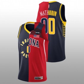 2022 NBA Draft Bennedict Mathurin Pacers X Arizona #00 Navy Red Split Edition Jersey