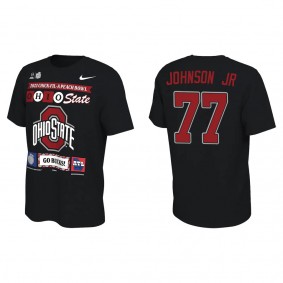 Paris Johnson Jr. Ohio State Buckeyes Black College Football Playoff 2022 Peach Bowl Illustrated T-Shirt