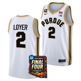 Purdue Boilermakers #2 Fletcher Loyer 2024 NCAA March Madness Final Four White Mens Basketball Jersey