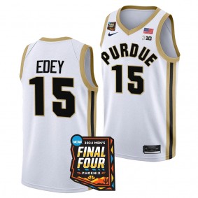 Purdue Boilermakers #15 Zach Edey 2024 NCAA March Madness Final Four White Mens Basketball Jersey