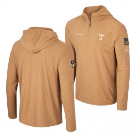 Tennessee Volunteers OHT Military Appreciation Cloud Jersey Quarter-Zip Pullover Khaki Men Hoodie