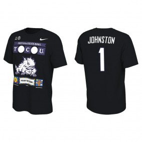 Quentin Johnston TCU Horned Frogs Black College Football Playoff 2022 Fiesta Bowl Illustrated T-Shirt