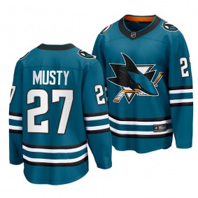 2023 NHL Draft Quentin Musty San Jose Sharks #27 Teal Home Premier Breakaway Jersey