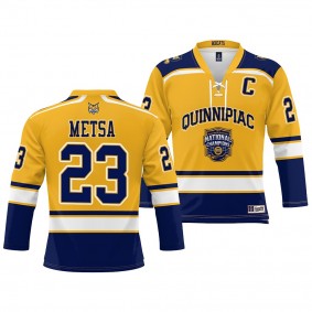 Zach Metsa Quinnipiac Bobcats Gold 2023 NCAA National Champions Ice Hockey Jersey