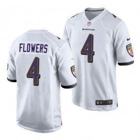 2023 NFL Draft Zay Flowers Baltimore Ravens #4 White Game Jersey Men's