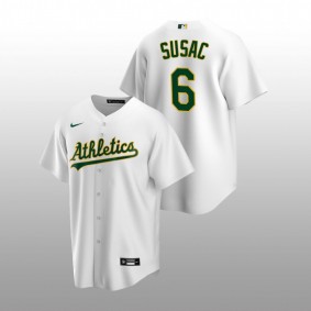 2022 MLB Draft Daniel Susac Athletics #6 White Home Jersey Replica