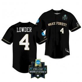 Wake Forest Demon Deacons Rhett Lowder 2023 College World Series Black #4 Jersey NCAA Baseball