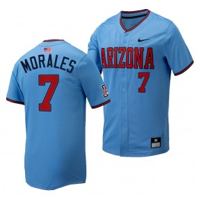 Richie Morales Arizona Wildcats #7 Light Blue Replica Baseball Full-Button Jersey