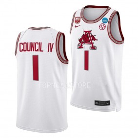 Ricky Council Iv White 2023 NCAA March Madness Arkansas Razorbacksmens Basketball Jersey