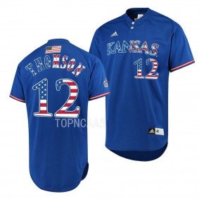 Kansas Jayhawks Rob Thomson Independence Day Royal #12 Jersey Authentic Baseball