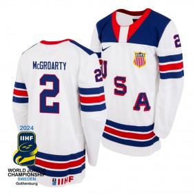 USA Hockey Rutger McGroarty White 2024 IIHF World Junior Champions Jersey