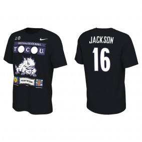 Sam Jackson TCU Horned Frogs Black College Football Playoff 2022 Fiesta Bowl Illustrated T-Shirt