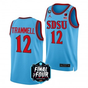 2023 NCAA Final Four Darrion Trammell San Diego State Aztecs #12 Blue Mens Basketball Jersey