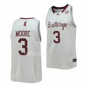 Shakeel Moore Mississippi State Bulldogs #3 Reverse Retro Gray Basketball Jersey