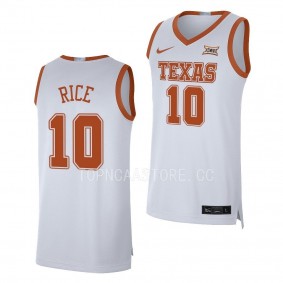 Texas Longhorns Sir’Jabari Rice White #10 Jersey 2022-23 Limited Basketball