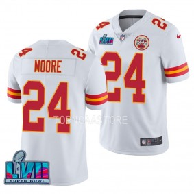 Super Bowl LVII Skyy Moore Jersey Kansas City Chiefs #24 White Vapor Limited Men's Tee