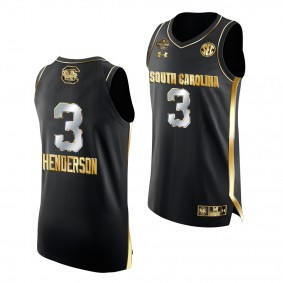 South Carolina Gamecocks #3 Destanni Henderson 2022 NCAA National Champions Black Golden Edition Jersey