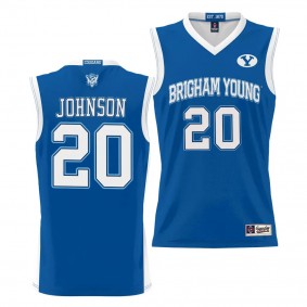 BYU Cougars Spencer Johnson Royal #20 NIL Basketball Jersey Lightweight Unisex