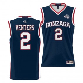 Gonzaga Bulldogs Steele Venters Black #2 NIL Basketball Jersey Lightweight Unisex