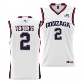 Steele Venters Gonzaga Bulldogs #2 White NIL Basketball Jersey Unisex Lightweight