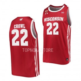 2022-23 Wisconsin Badgers Steven Crowl Red Replica Jersey Away Basketball