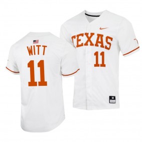 2023 MLB Draft Top prospects Tanner Witt Texas Longhorns #11 White College Baseball Jersey Men