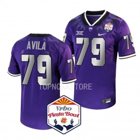 2022 Fiesta Bowl Steve Avila TCU Horned Frogs #79 Purple College Football Playoff Jersey Men's