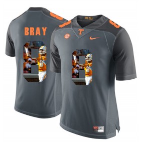 Tennessee Volunteers Tyler Bray #8 Grey With Portrait Print College Football Fashion Jersey