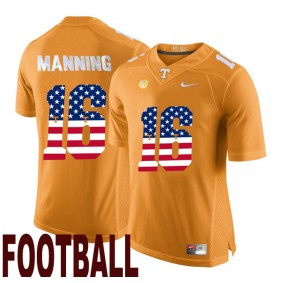 Tennessee Volunteers #16 Peyton Manning Orange USA Flag College Football Fashion Jersey