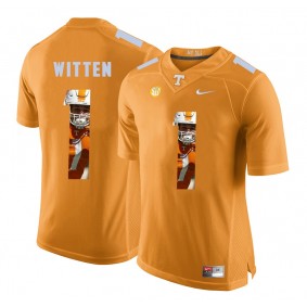 Tennessee Volunteers Jason Witten #1 Orange With Portrait Print College Football Fashion Jersey