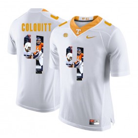 Tennessee Volunteers Britton Colquitt #4 White With Portrait Print College Football Fashion Jersey