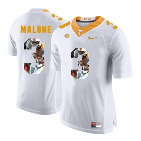 Tennessee Volunteers Josh Malone #3 White With Portrait Print College Football Fashion Jersey