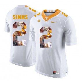 Tennessee Volunteers Matt Simms #2 White With Portrait Print College Football Fashion Jersey