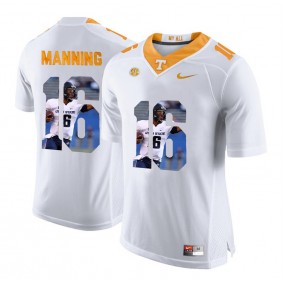 Tennessee Volunteers Peyton Manning #16 White With Portrait Print College Football Fashion Jersey