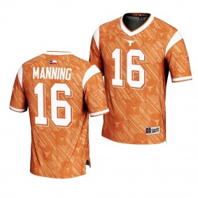 Arch Manning Texas Longhorns Highlight Print #16 Jersey Men's Orange Football Fashion Uniform