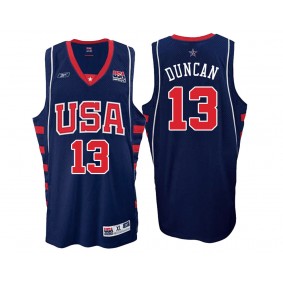 Tim Duncan #13 Navy USA Dream Team Basketball Jersey