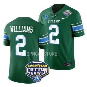 2023 Cotton Bowl Dorian Williams Tulane Green Wave #2 Green College Football Playoff Jersey Men's