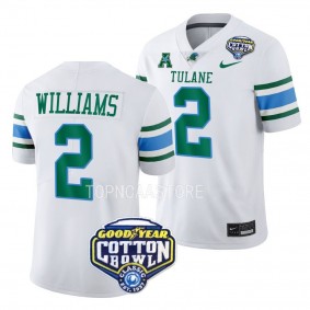 Dorian Williams Tulane Green Wave 2023 Cotton Bowl College Football Playoff Jersey Men's White #2 Uniform