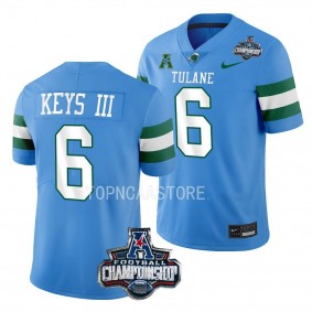 Tulane Green Wave 2022 ACC Championship Lawrence Keys III #6 Blue Men's Football Jersey