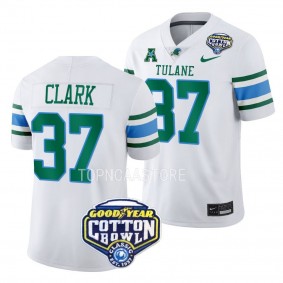 Macon Clark Tulane Green Wave 2023 Cotton Bowl College Football Playoff Jersey Men's White #37 Uniform