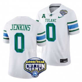 Patrick Jenkins Tulane Green Wave 2023 Cotton Bowl College Football Playoff Jersey Men's White #0 Uniform