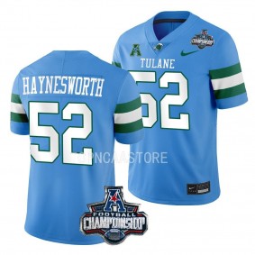 Tulane Green Wave 2022 ACC Championship Sincere Haynesworth #52 Blue Men's Football Jersey