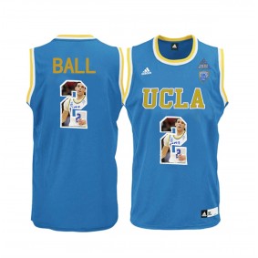 Male Lonzo Ball #2 UCLA Bruins Blue Player Pictorial Basketball Fashion Jersey