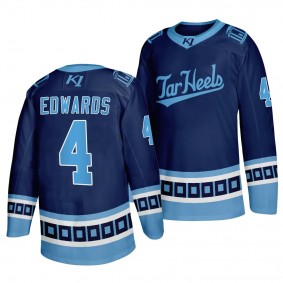 North Carolina Tar Heels Ben Edwards College Hockey Navy #4 V-Neck Jersey 2023-24