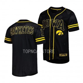 Iowa Hawkeyes Free Spirited Black Button-Up Baseball Mesh Jersey Unisex